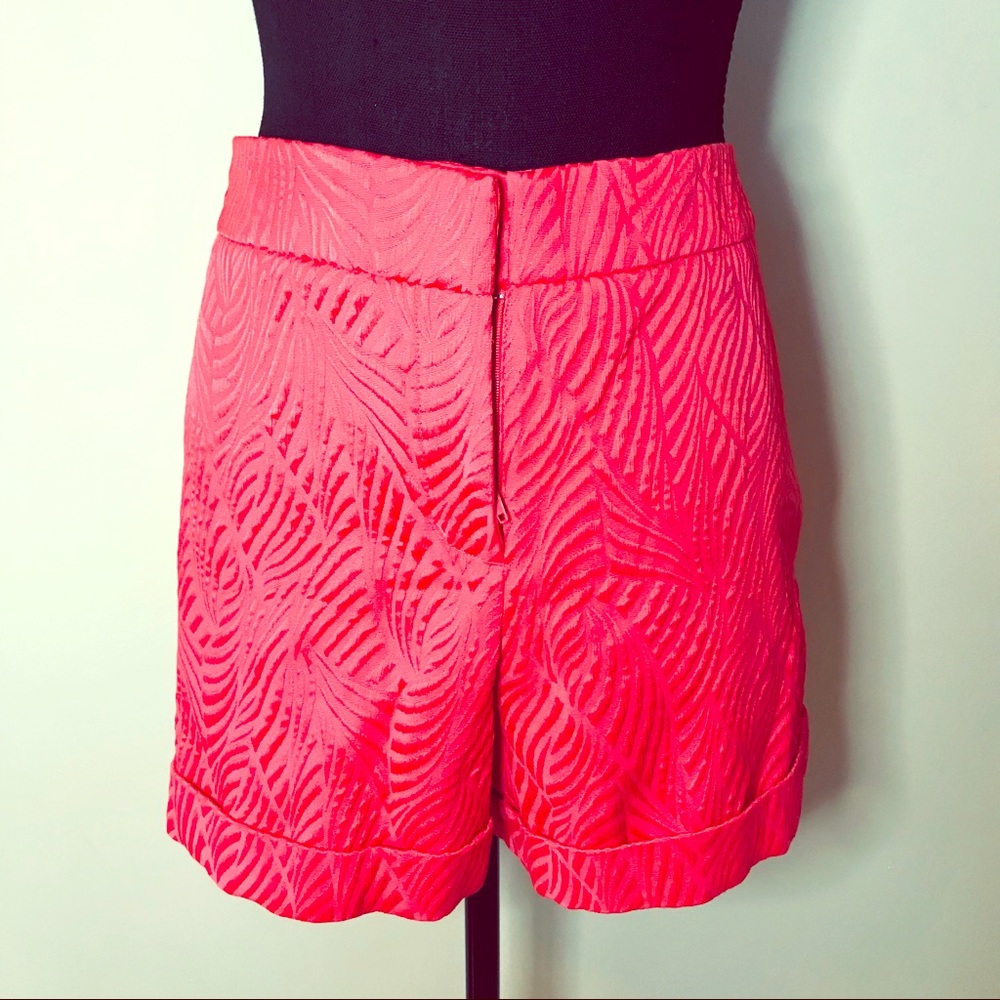 Women's Textured Pink High-Rise Shorts